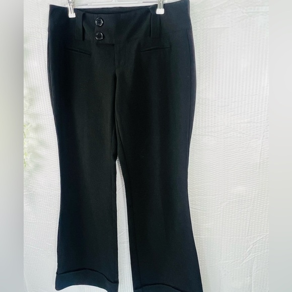 Junior Womens Black Vanity Flat Front Dress Pants Size 9 Curvy Office Pants - Picture 1 of 11